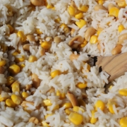Erdnuss-Mais-Reis|Erdnuß-Mais-Reis|Erdnuß-Mais-Reissalat|Erdnuss-Mais-Reissalat|Beilage|Beilage zum Grillen|Salat|vegan|einfach|schnell|Reis